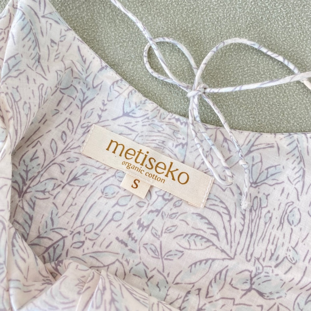 Metiseko 100% Organic Cotton sundress from Vietnam sz Small with tie straps NWOT - Picture 4 of 15